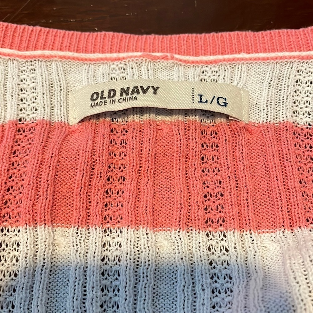 Women's Old Navy Striped Thin Long Sleeve V-Neck Sweater Large - Picture 7 of 8